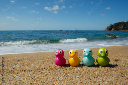 Duck toys at the beach