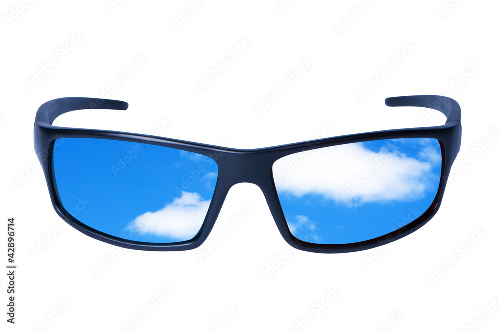 Glasses with sky and clouds.