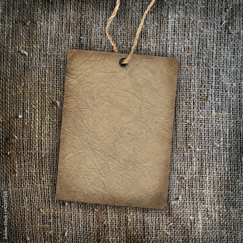 Background texture vintage burlap with label