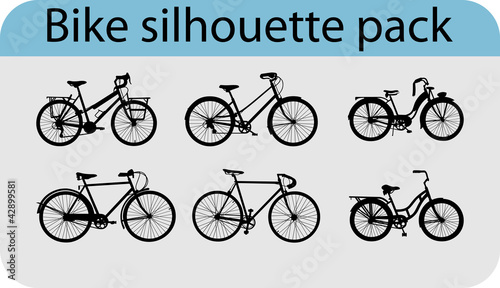 Vector pack with six various bike silhouettes