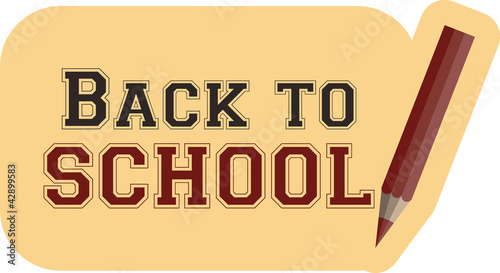Simple vector illustration with a pen and text Back to school