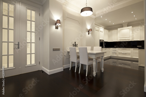 Slika na platnu Interior of designer living room with kitchen