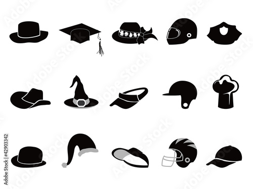 collection of various black hat Silhouettes