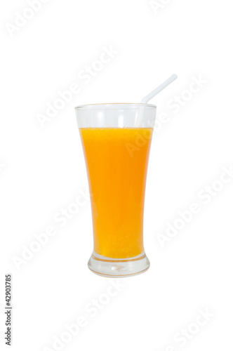 Orange juice in a glass,isolated on white background.