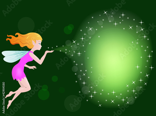 Beautiful love fairy sanding blowing magic spell