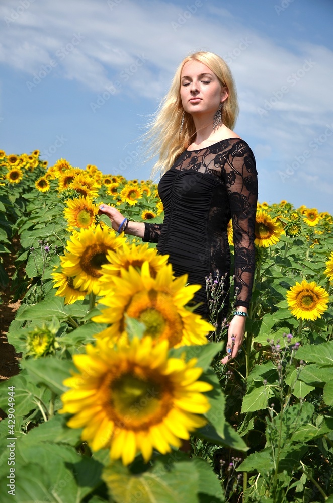woman with sunflower woman with sunflower