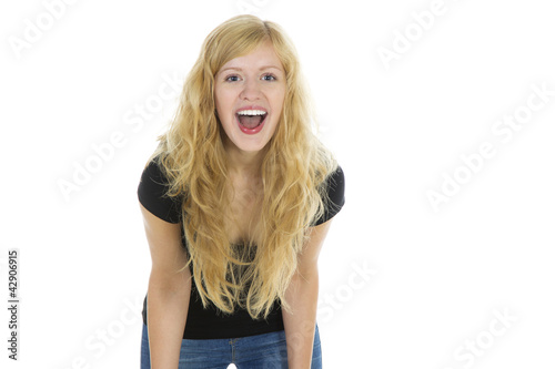 Blonde junge Frau freut sich sehr © Michael Schindler