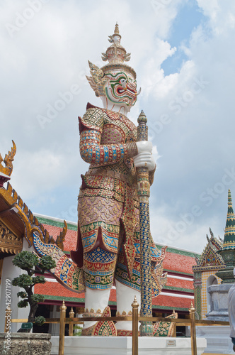 Giant sculpture in Phra Kaew Temple, Bangkok Thailand, Public ar