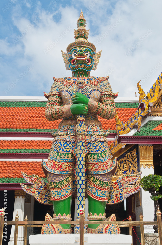 Fototapeta premium Giant sculpture in Phra Kaew Temple, Bangkok Thailand, Public ar