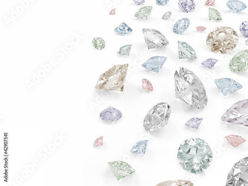 Colorful Diamonds isolated on white background