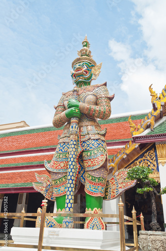 Giant sculpture in Phra Kaew Temple, Bangkok Thailand, Public ar
