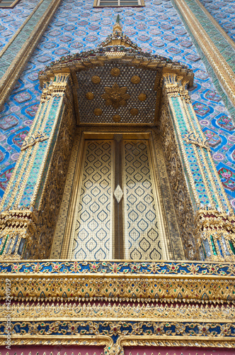 Traditional Thai style Window  on saket temple Bangkok Thailand 