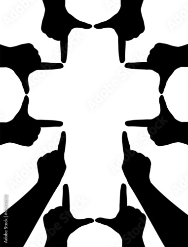 Handsilhouetten formen ein Kreuz