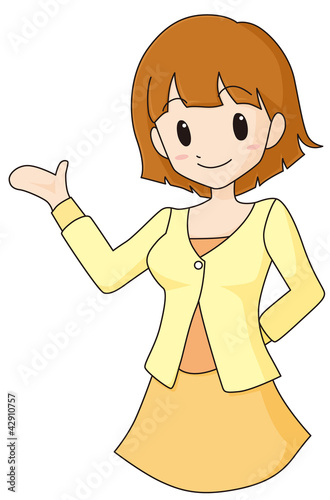 カジュアル　私服　女性　案内　イラスト　素材　ベクター