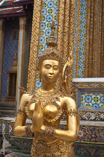 Golden Angel in Phra Kaew Temple, Bangkok Thailand, Public art.