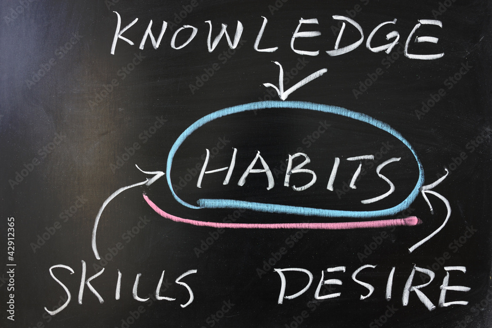 Obraz premium Relationship between habits and knowledge, skills, desire