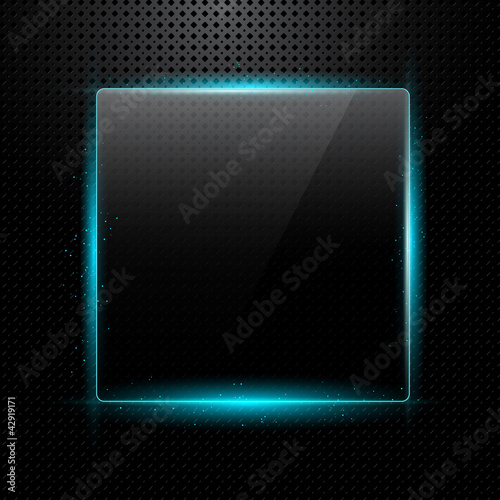 Metal background with shiny glass frame for your text