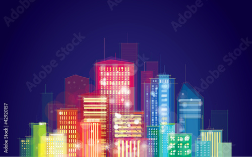 Vector of night city skyline