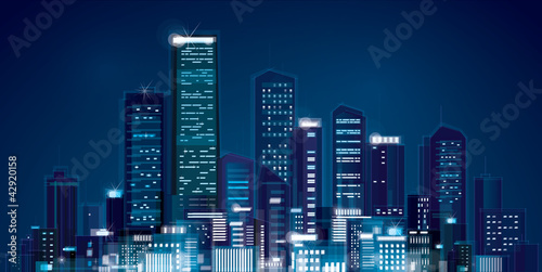Vector of night city skyline