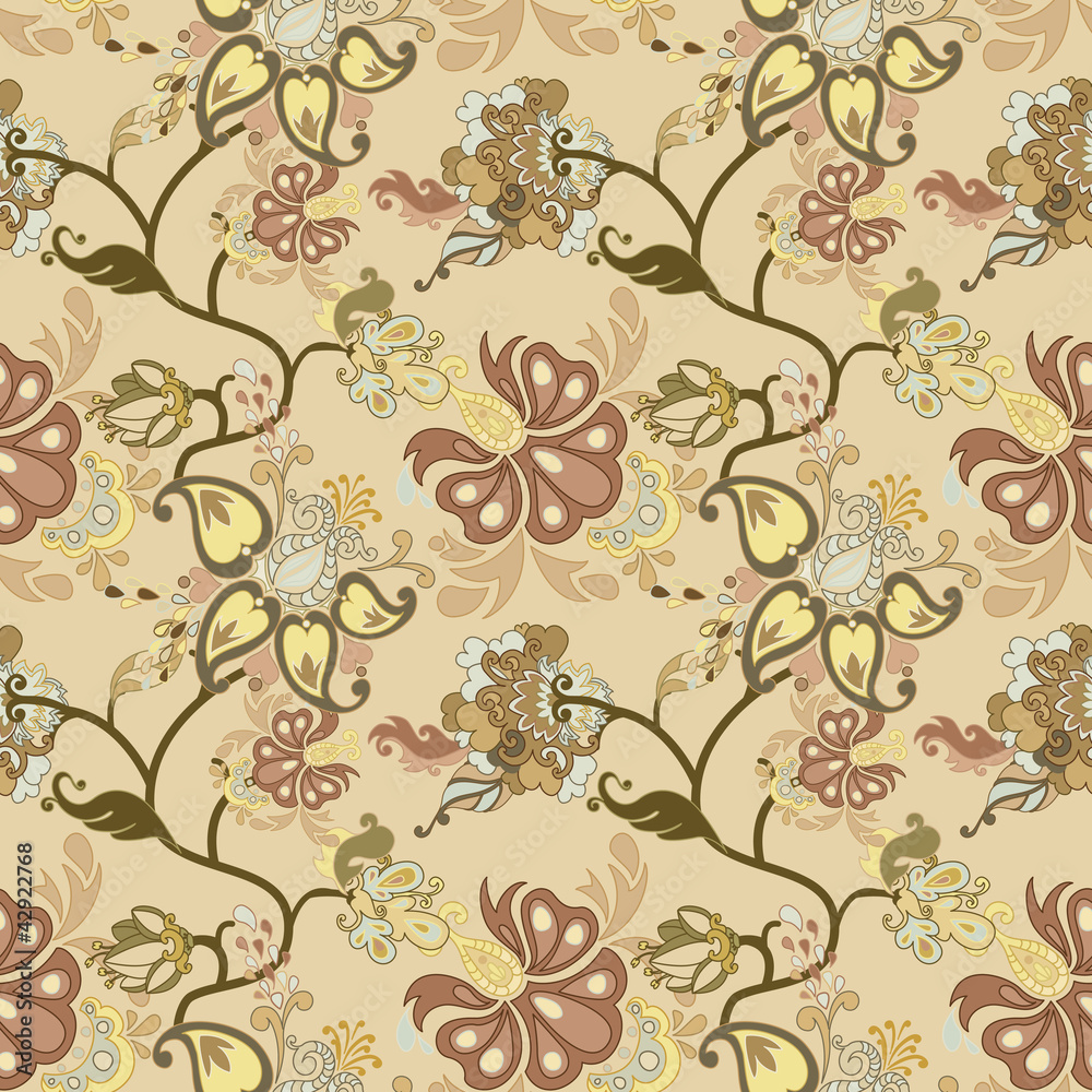 Abstract floral vector seamless pattern
