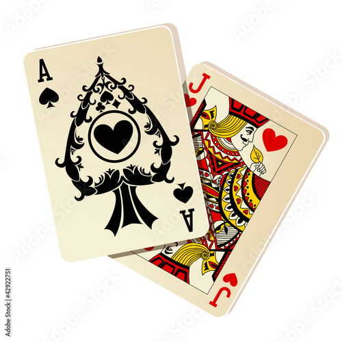 Black Jack. Two cards on white background