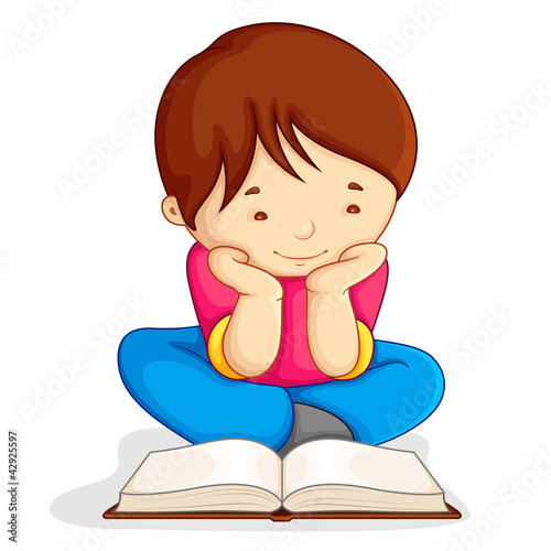 Boy reading Open Book