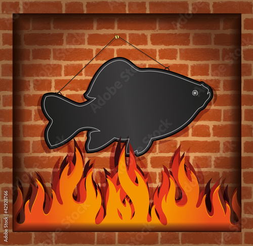 blackboard fish fireplace grill