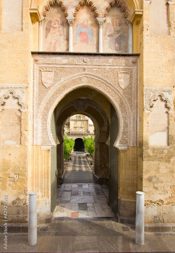 Naklejka premium Main access to Cathedral Mosque Patio in Cordoba