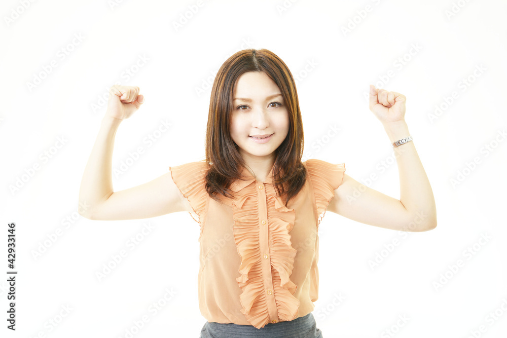 Obraz premium ガッツポーズのオフィスレディー