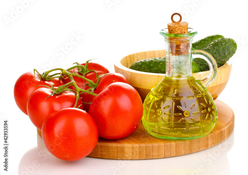 Tomatoes and cucumbers with oil