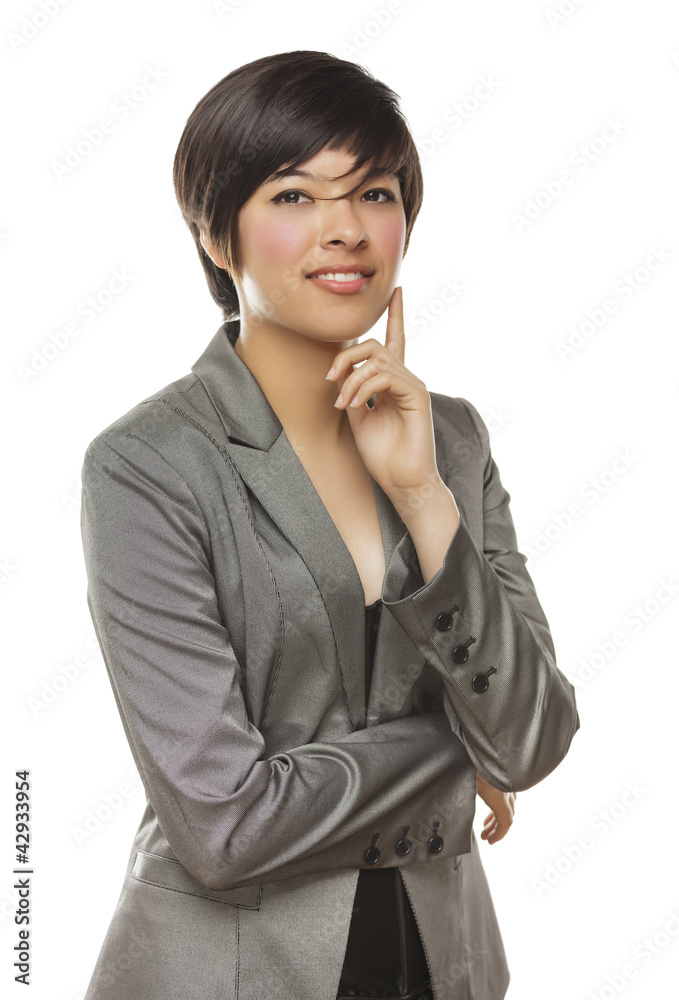 Pretty Mixed Race Young Adult Female Poses on White Pretty Mixed Race Young Adult Female Poses on White