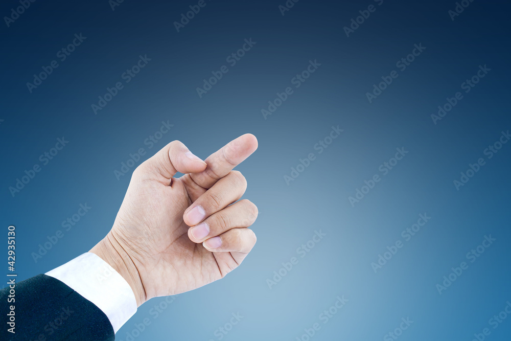 businessmen hand isolated on blue background businessmen hand isolated on blue background