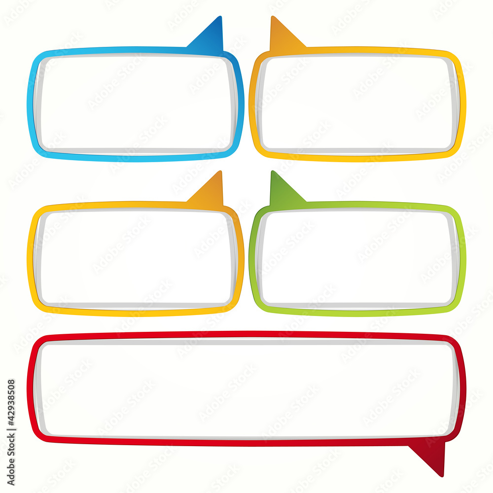 Colorful speech bubble frames. Colorful speech bubble frames.