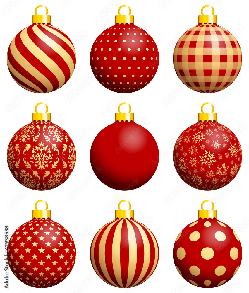 9 Red/Gold Christmas Balls Pattern 9 Red/Gold Christmas Balls Pattern
