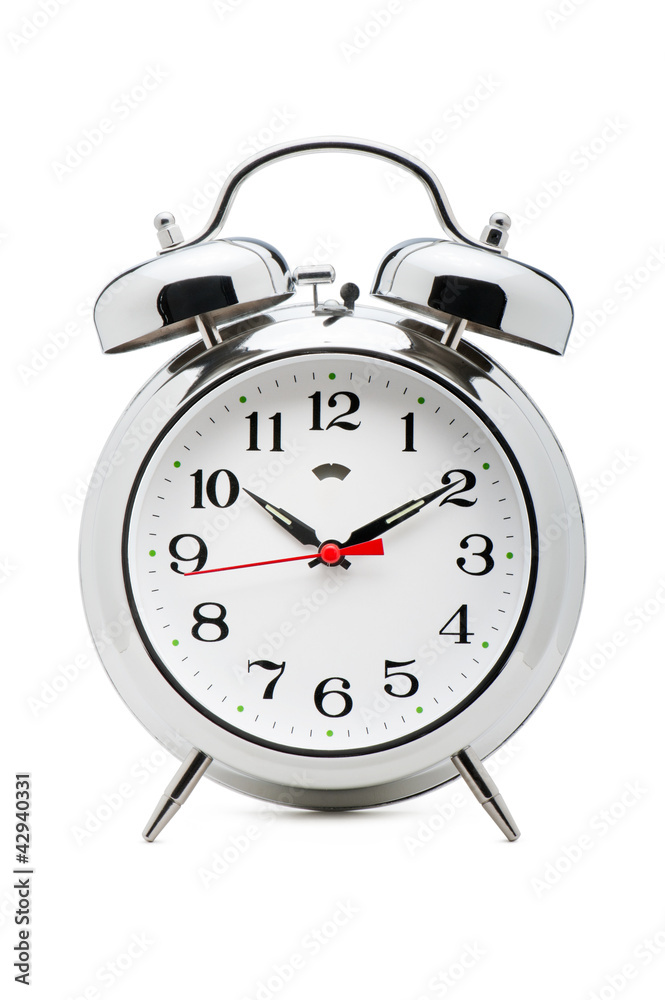 classical alarm clock on white background classical alarm clock on white background