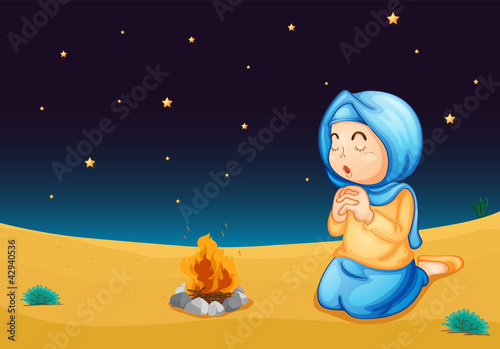 a girl near fire