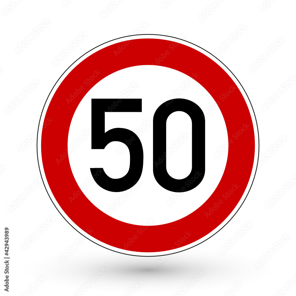 Verkehrszeichen - Höchstgeschwindigkeit 50 km/h Verkehrszeichen - Höchstgeschwindigkeit 50 km/h