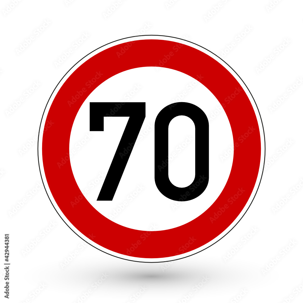 Verkehrszeichen - Höchstgeschwindigkeit 70 km/h Verkehrszeichen - Höchstgeschwindigkeit 70 km/h