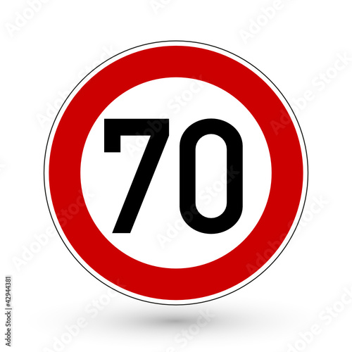 Verkehrszeichen - Höchstgeschwindigkeit 70 km/h