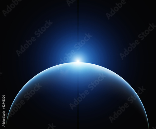 Fototapeta Naklejka Na Ścianę i Meble -  Blue planet Earth with Rising Star