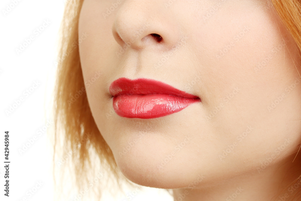 Fototapeta premium beautiful make up of glamour red gloss lips