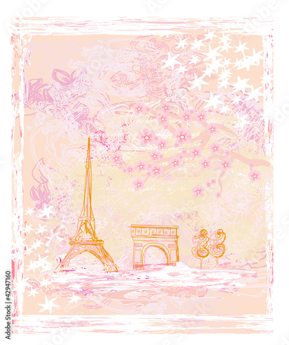 vintage retro Eiffel card