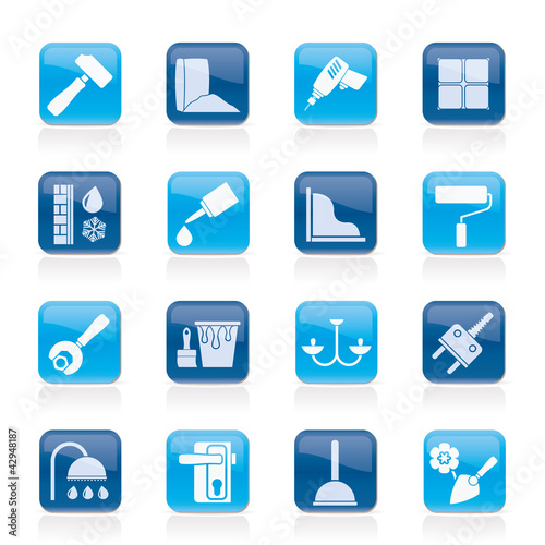 Construction and building equipment Icons - vector icon set 1