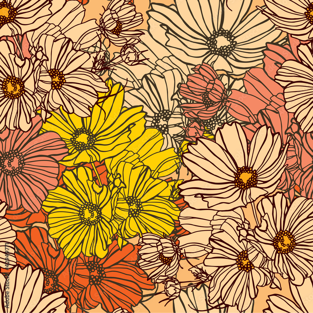 Seamless pattern with flowers
