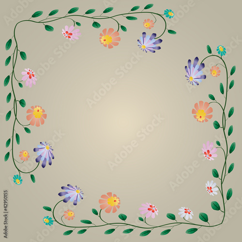 Beautiful colorful bright flowers border vector illustration
