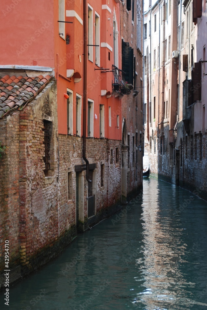Canal with houses, romantic Venice, Italy