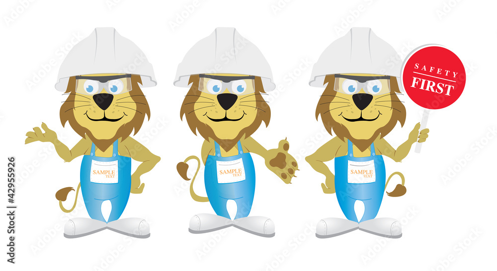 aslan işçi sağlığı güvenliği maskot aslan işçi sağlığı güvenliği maskot