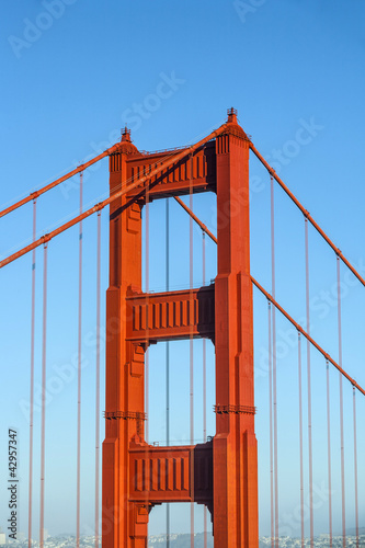 Photography famous San Francisco Golden Gate bridge in late afternoon light