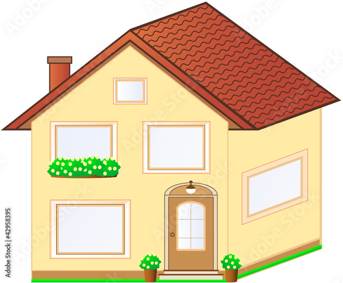 beautiful isolated private cottage with flower pot and attic