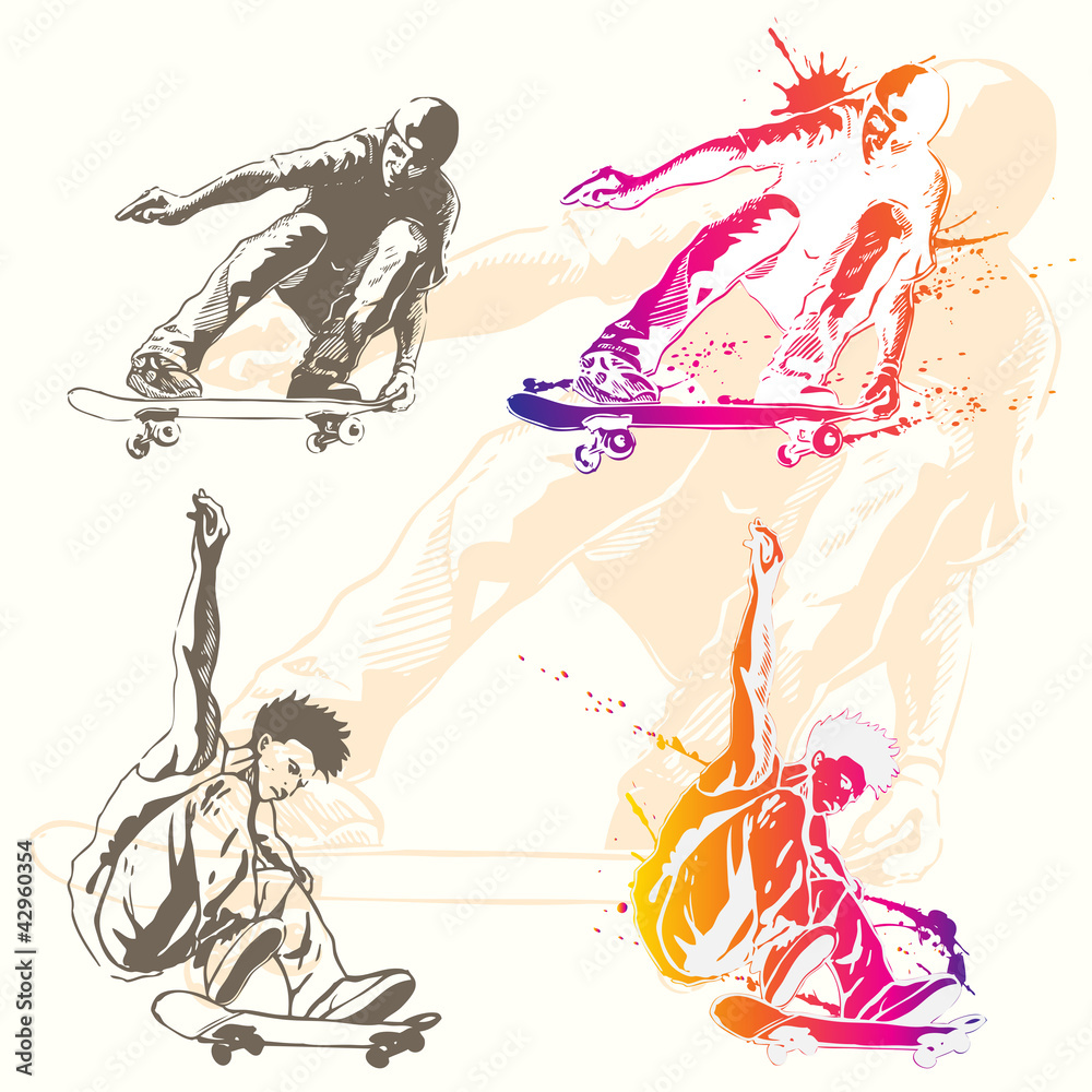 Obraz premium grunge and splatter styled skater